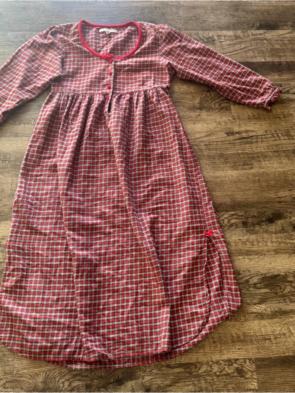 Victoria's Secret Red Plaid Long-Sleeve Nightgown Vintage